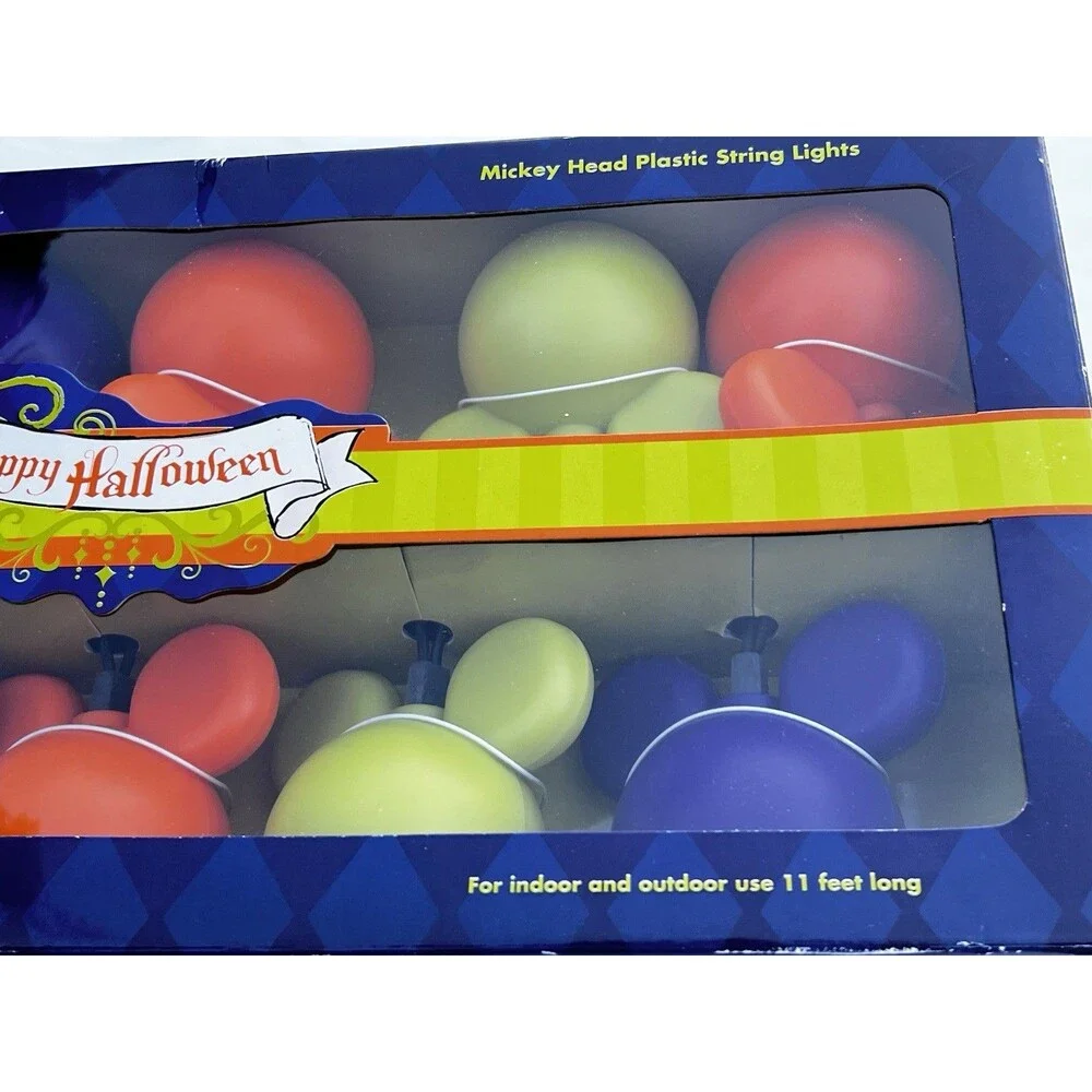 Disney Store Mickey Head Halloween String Lights Y2K NIB 11 Ft